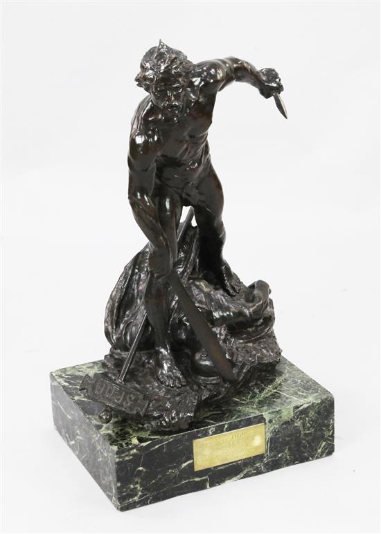 Hugo Klingselsen. A bronze group Camulogene, Chef Gaulois Defenseur de Lutece Contra LInvasion Romaine, 31.5in.